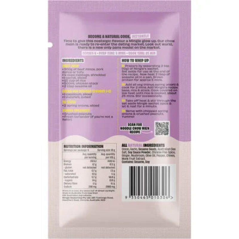 Mingle Sweet & Savory Chow Mein All Natural Recipe Base 30g back view