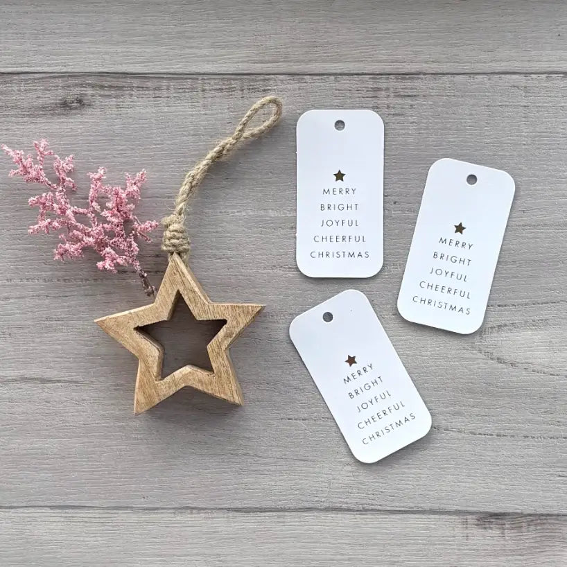 Christmas Cheer Gold Script Gift Tag - White pk 20