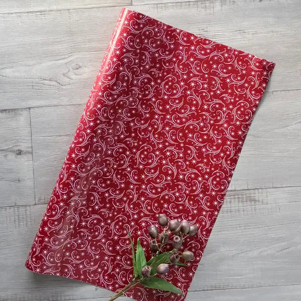 Wrapping Paper - Snow Flurries Red