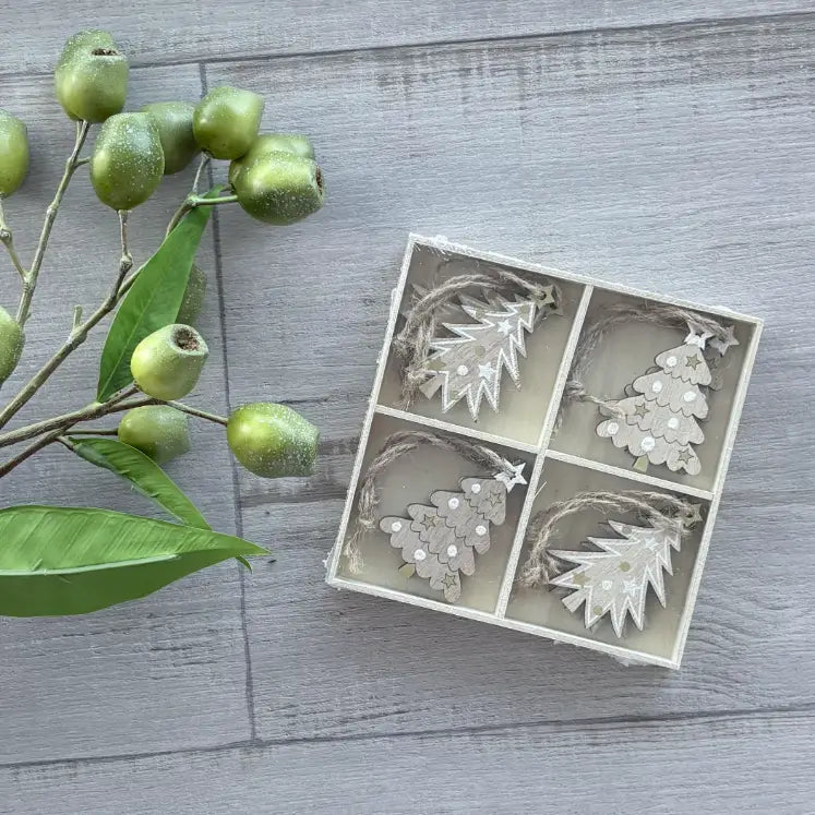 Hanging Wooden Christmas Trees Box Set