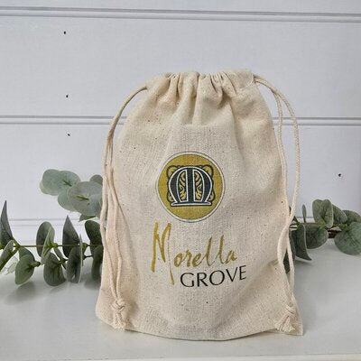 Calico drawstring bag with custom printing - centaur packaging