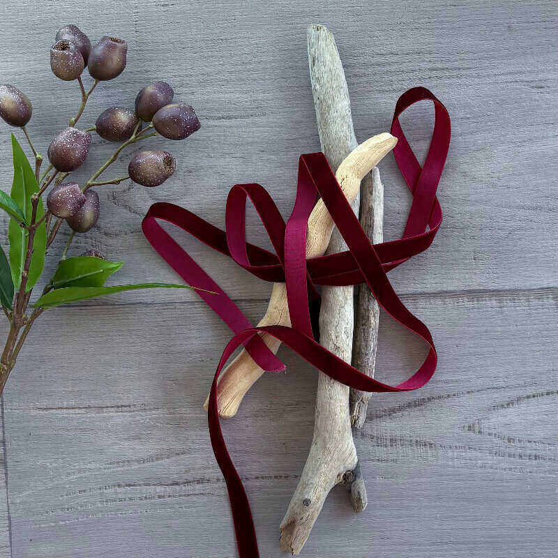Premium Plush Velvet Ribbon Dark Red 15mm x 20mt