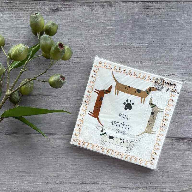 dog printed paper napkins 20pk