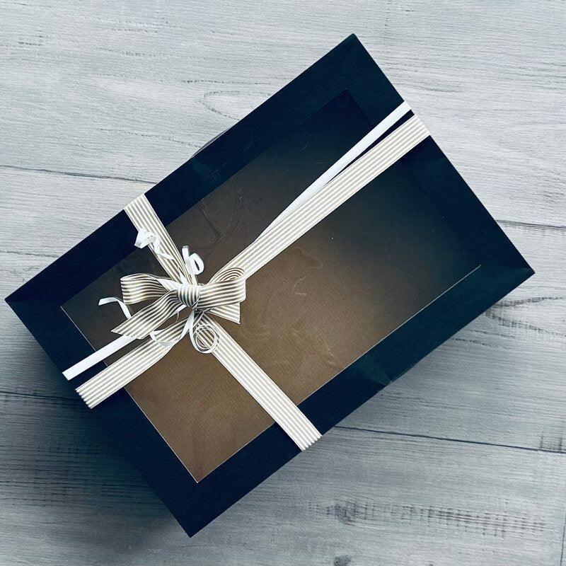 extra large eco hamper with stripe ribbon