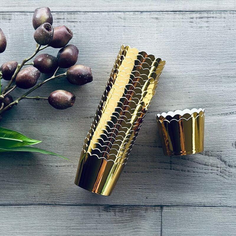 Foil Card Baking Cups Gold Pk 25 - centaur packaging