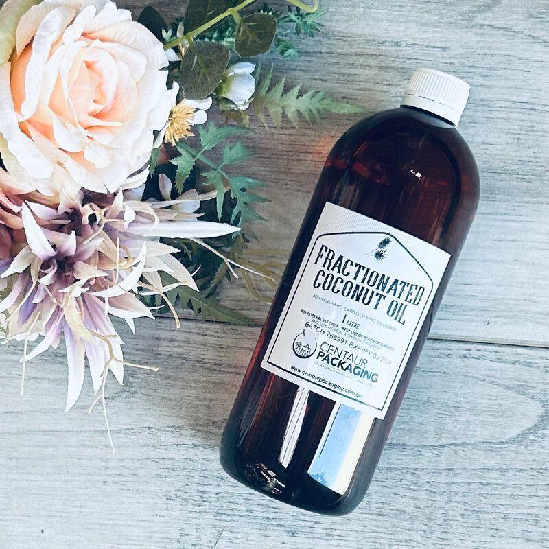 Fractionated Coconut Oil- 1lt amber bottle - centaur packaging