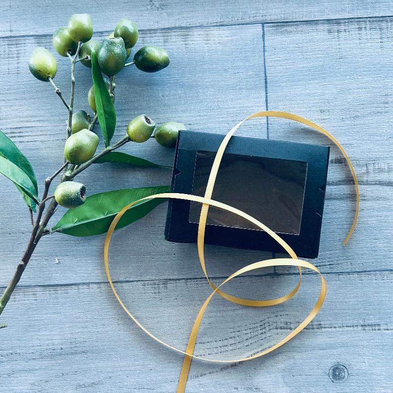 6mm double faced satin ribbon gold with black gift box