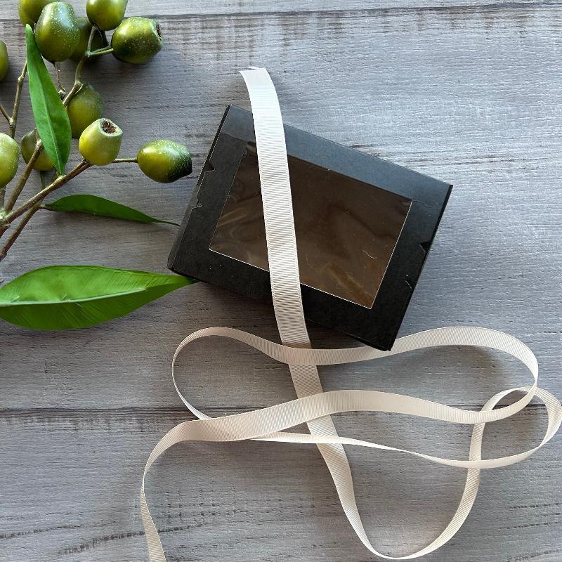 15mm grosgrain ribbon 20mt champagne with black gift box
