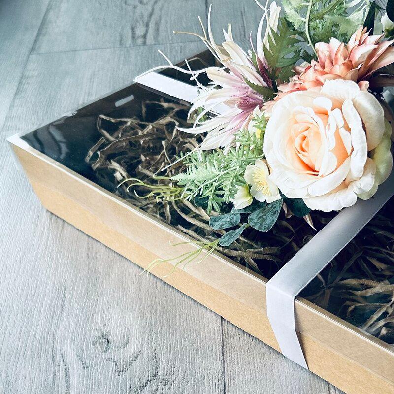 Hamper Gift Box Large Kraft With Clear Lid - centaur packaging