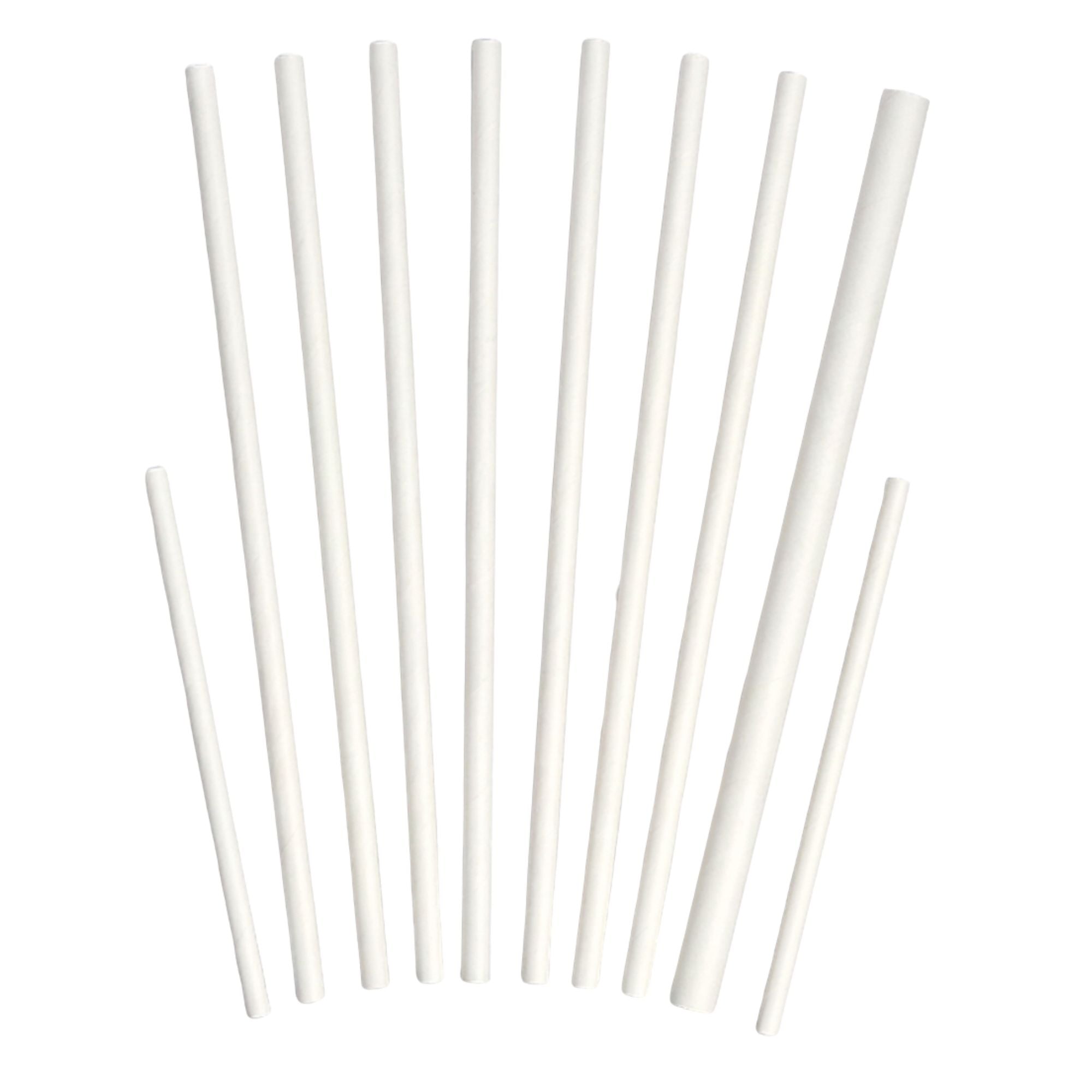 Set of white straws on a white background