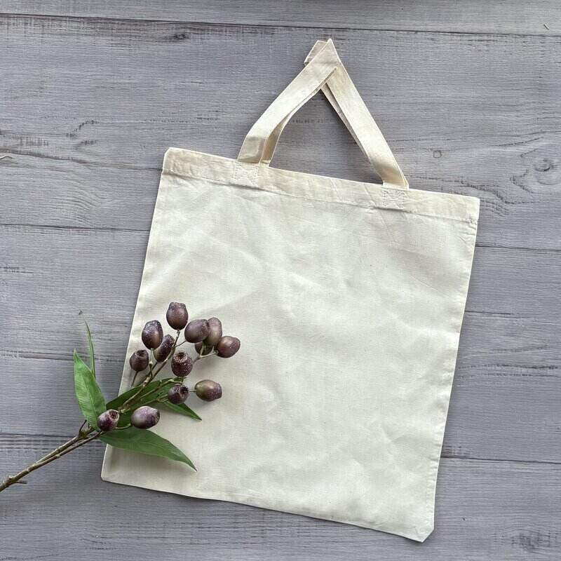 large calico bag with two handles no gusset