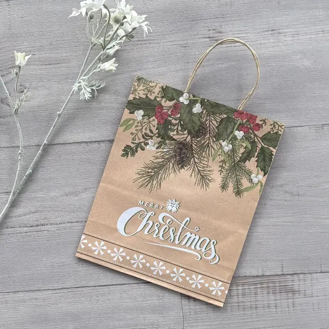 Gift Bag Large - Merry Christmas Holly