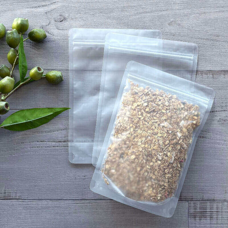 frosted clear pouch with muesli inside large size