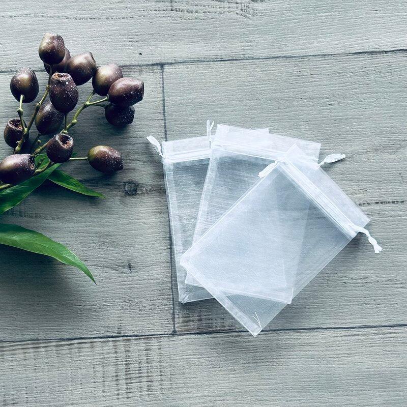 large organza drawstring bags white x 3