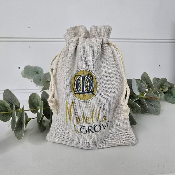 Linen drawstring bag for gifts