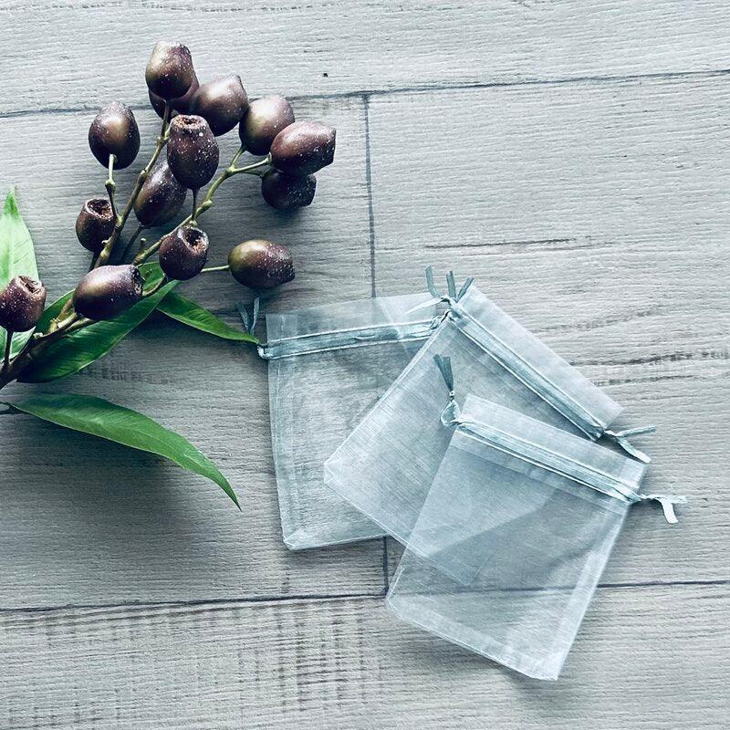 medium silver organza bags x 3