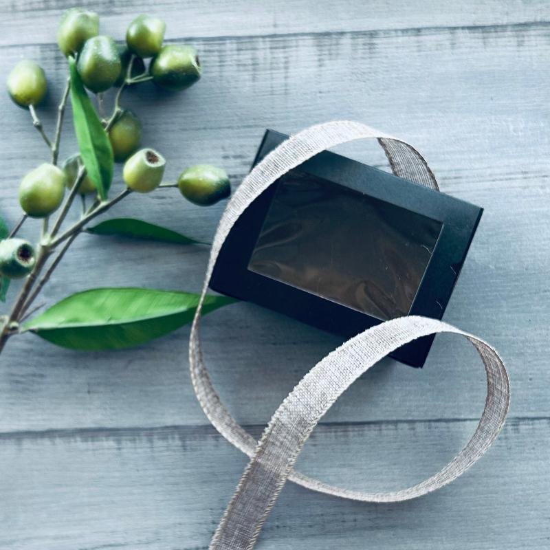 25MM POLY FLAX JUTE RIBBON SEWN EDGE 10MT WITH BLACK GIFT BOX