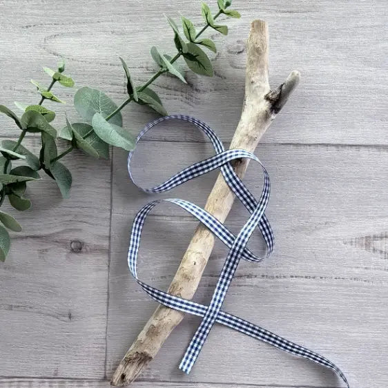 Gingham Ribbon - Navy 15mm x 20mt