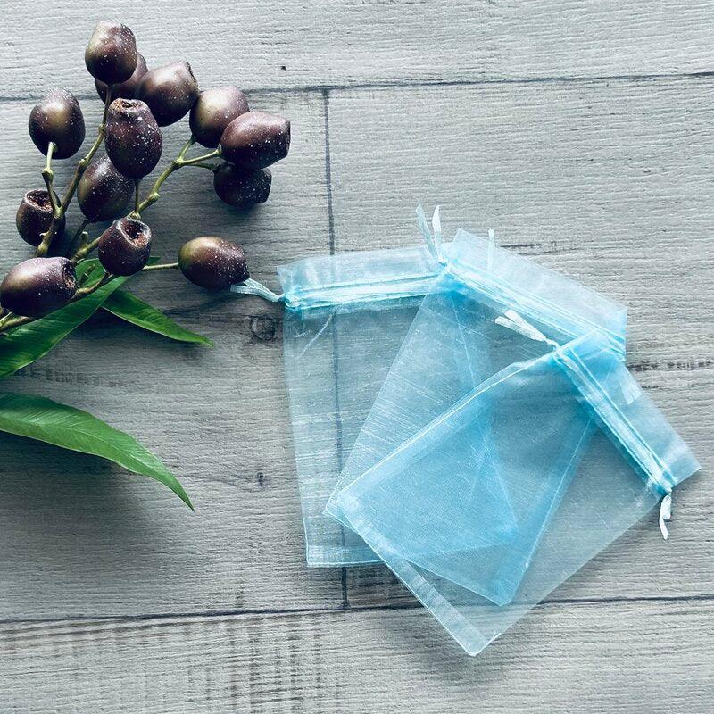 organza bags sky blue large x 3
