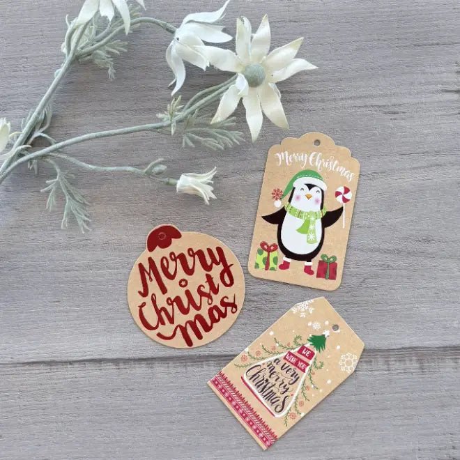 Assorted Christmas Gift Tags - Bauble Merry Christmas, Penguin & Tree