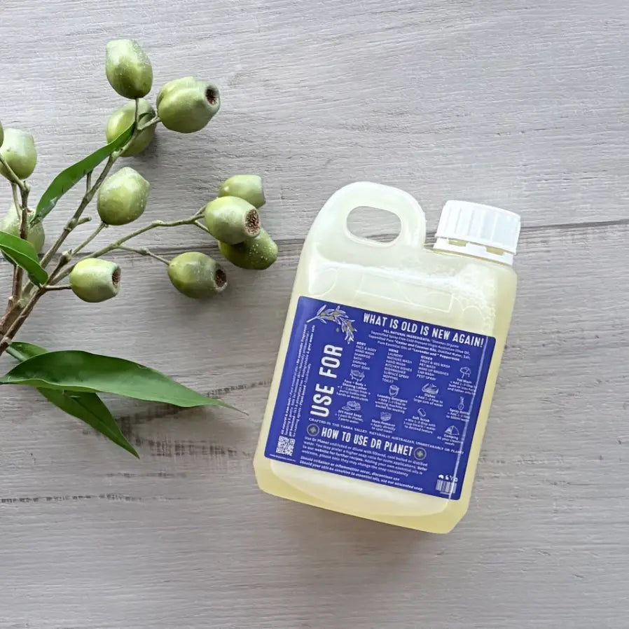 Dr Planet Organic Castile Soap Concentrate 1 Litre - Peppermint & Lavender back view