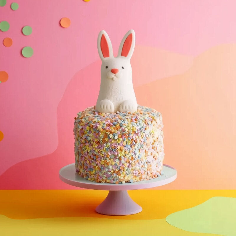 Sprinkles Pastel Confetti by Sprinks cake with fondant bunny easter cake