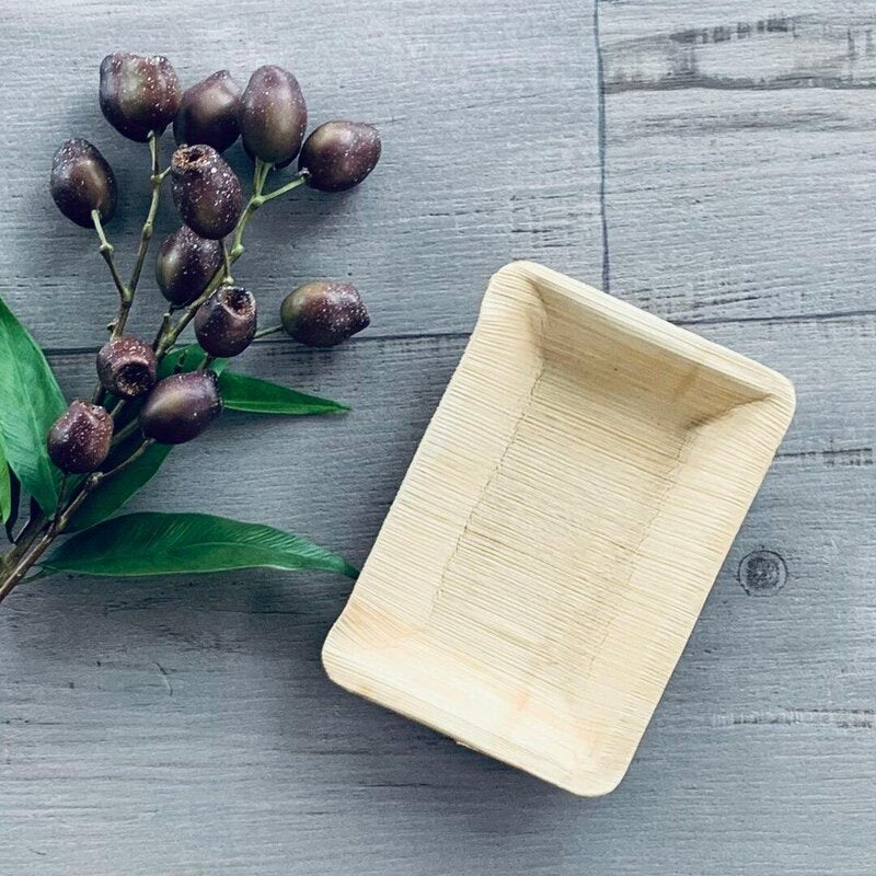 Rectangle Palm Leaf Plate 6.5" x 4.5" Small - Pack of 25 - centaur packaging