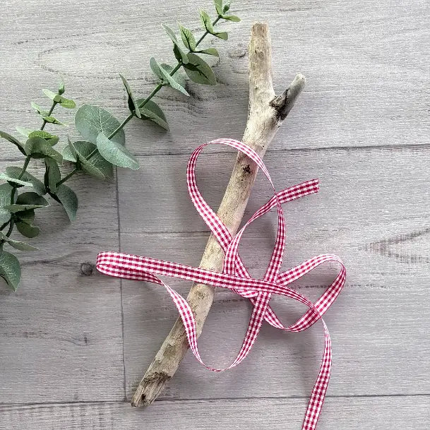 Gingham Ribbon - Red 15mm x 20mt