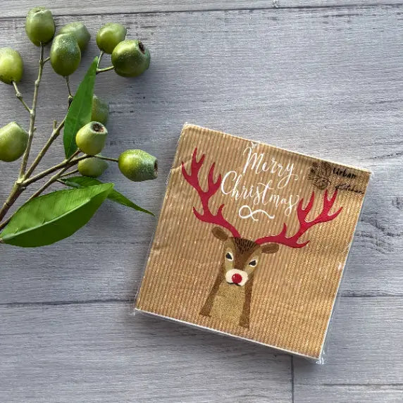merry christmas reindeer paper napkins 3ply 20pk