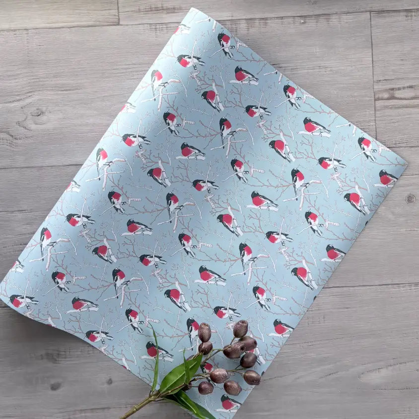Wrapping Paper - Robin Blue & Red
