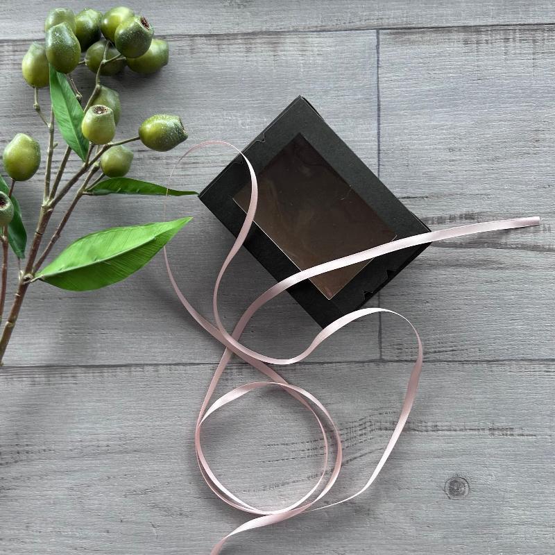 6m double faced satin ribbon rose gold 25mt with black gift box