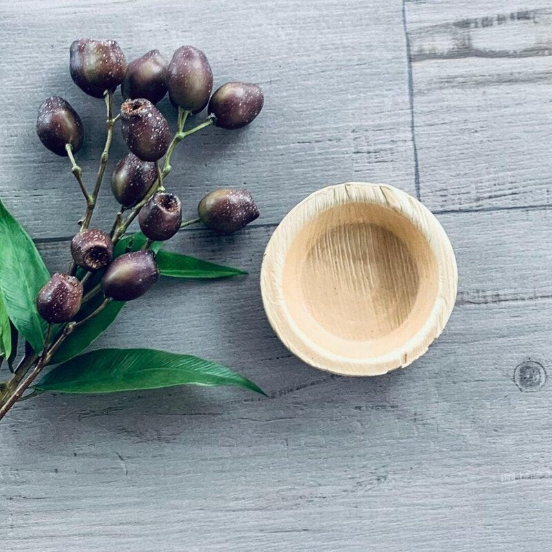 Round Palm Leaf Bowl 4" Small - Pack of 25 - centaur packaging