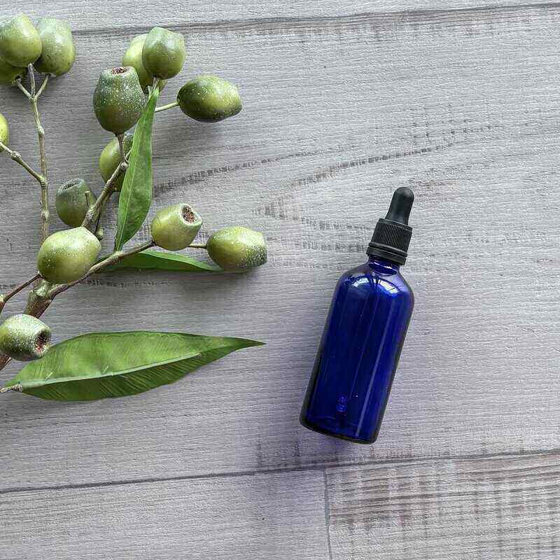 100ml Blue Glass Bottle with Black Dropper single bottle