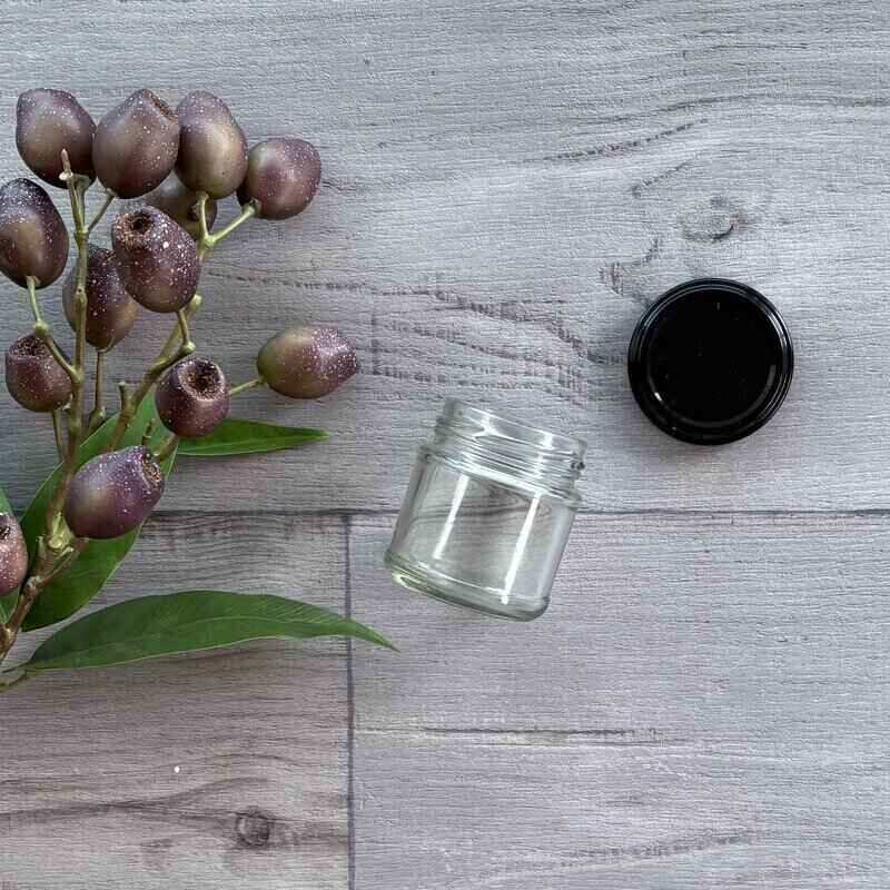 100ml Clear Jam Jar with Black Lid - centaur packaging