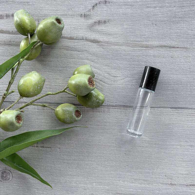 10ml Clear Roller Bottle with Brushed Black Lid - 5 Pack