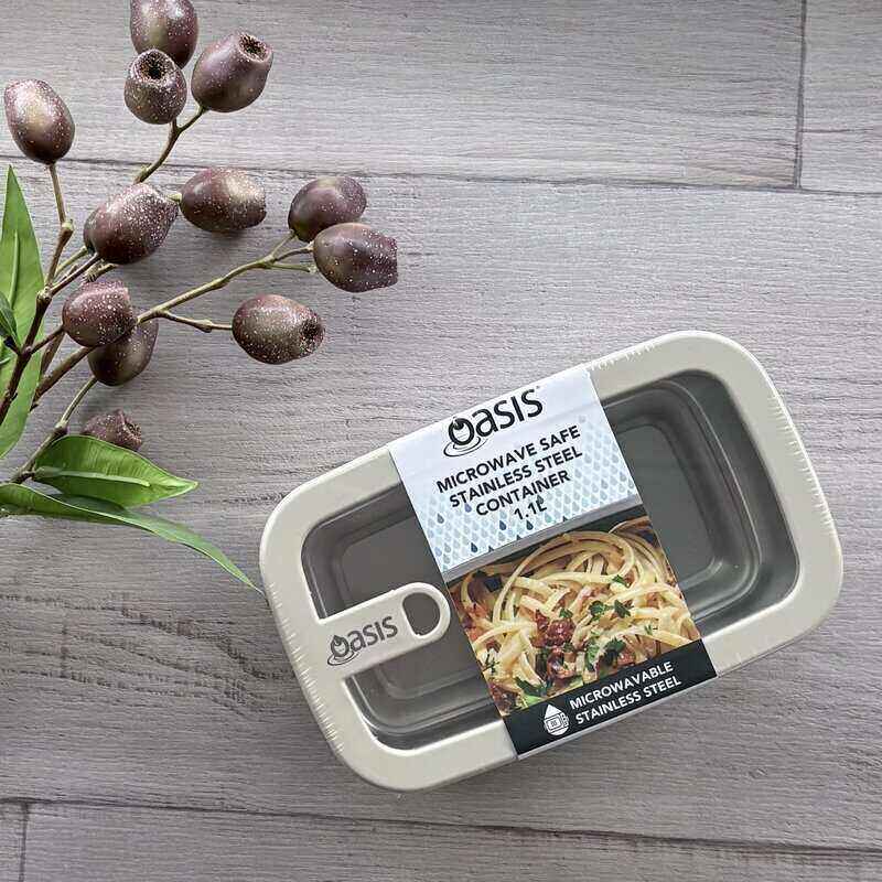 Oasis Microwave Safe Rectangular s/s Container 1.1lt - Oat