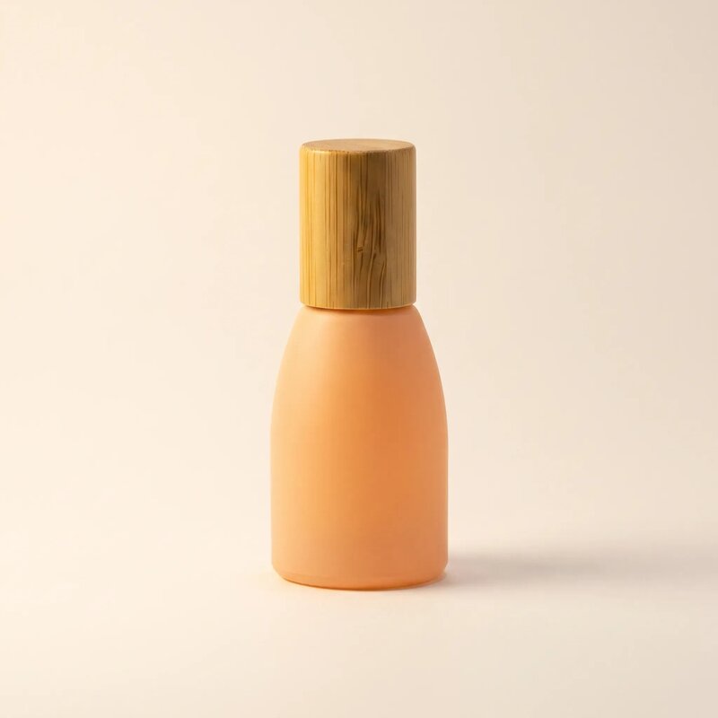 peach roller bottle with bamboo cap