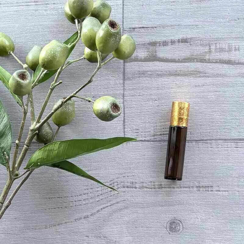 10ml Amber Roller Bottle with Brushed Gold Lid - 5 Pack single roller