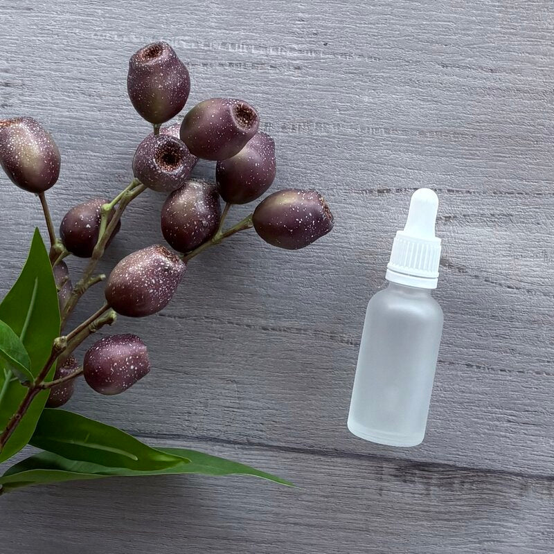 30ml frosted glass bottle with white tamper evident dropper