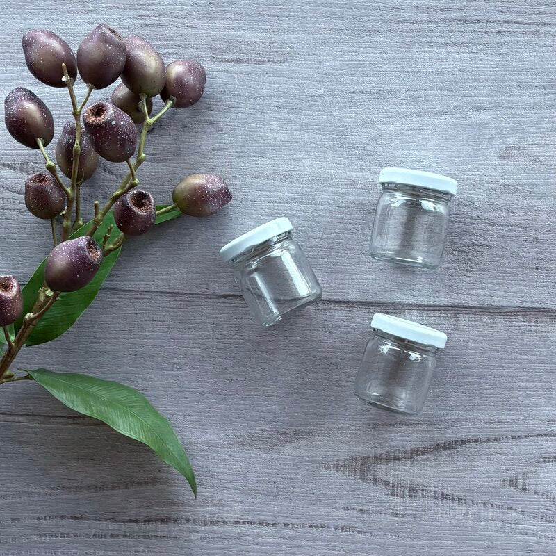 40ml clear glass jar with white metal lid x 3