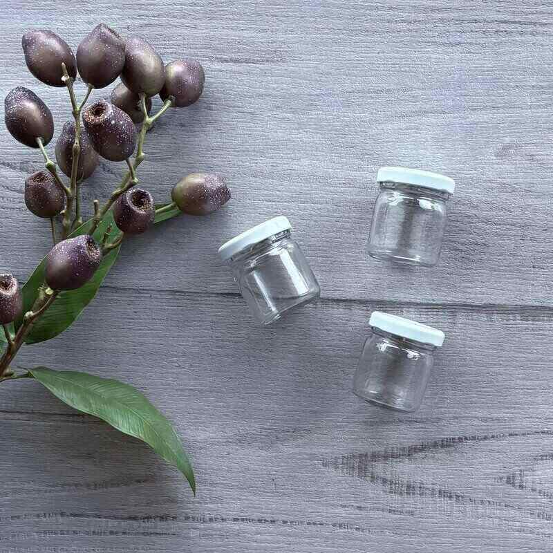 40ml clear glass jar with white metal lid x 3