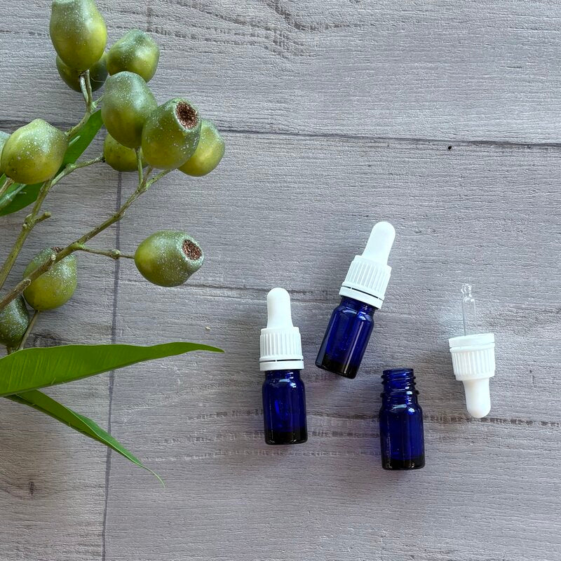 5ml white dropper with blue glass bottle x 3