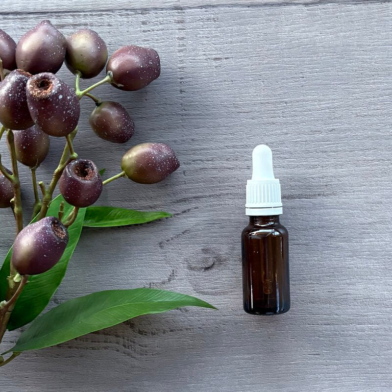 20ml amber glass bottle with white tamper evident dropper