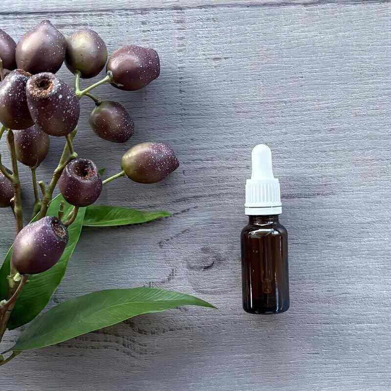20ml amber glass bottle with white tamper evident dropper