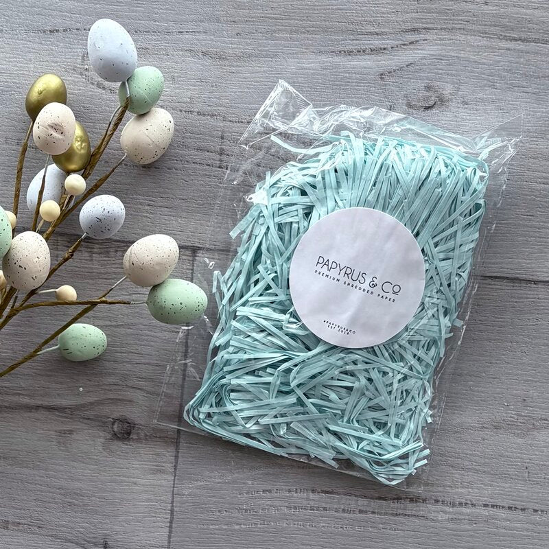 papyrus and co paper shred in pastel blue 50g bag