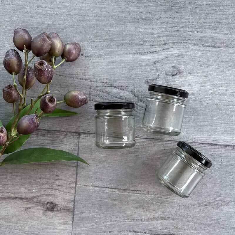 100ml Clear Jam Jar with Black Lid x 3 - centaur packaging