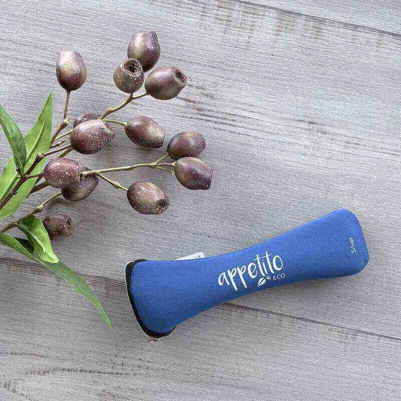 Traveller's Stainless Steel Cutlery Set 6 piece - Blue & Silver blue pouch