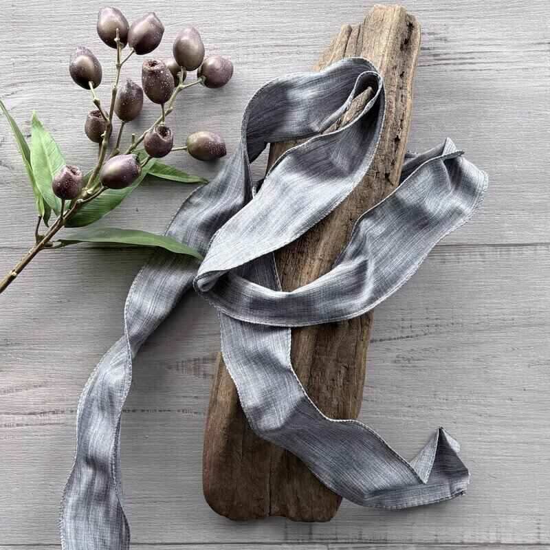 Rustic Linen Wire Edge Ribbon 60mm x 20mt - Blue Denim