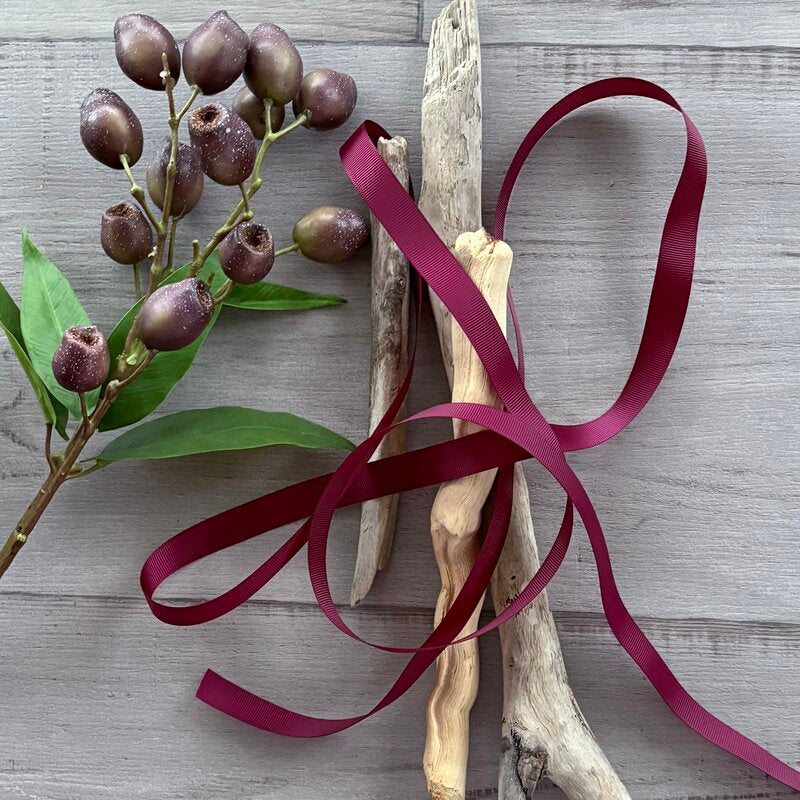 grosgrain burgundy ribbon 1.5cm x 20mt
