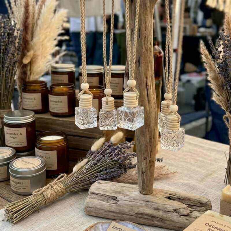 diffusers hanging in market stall